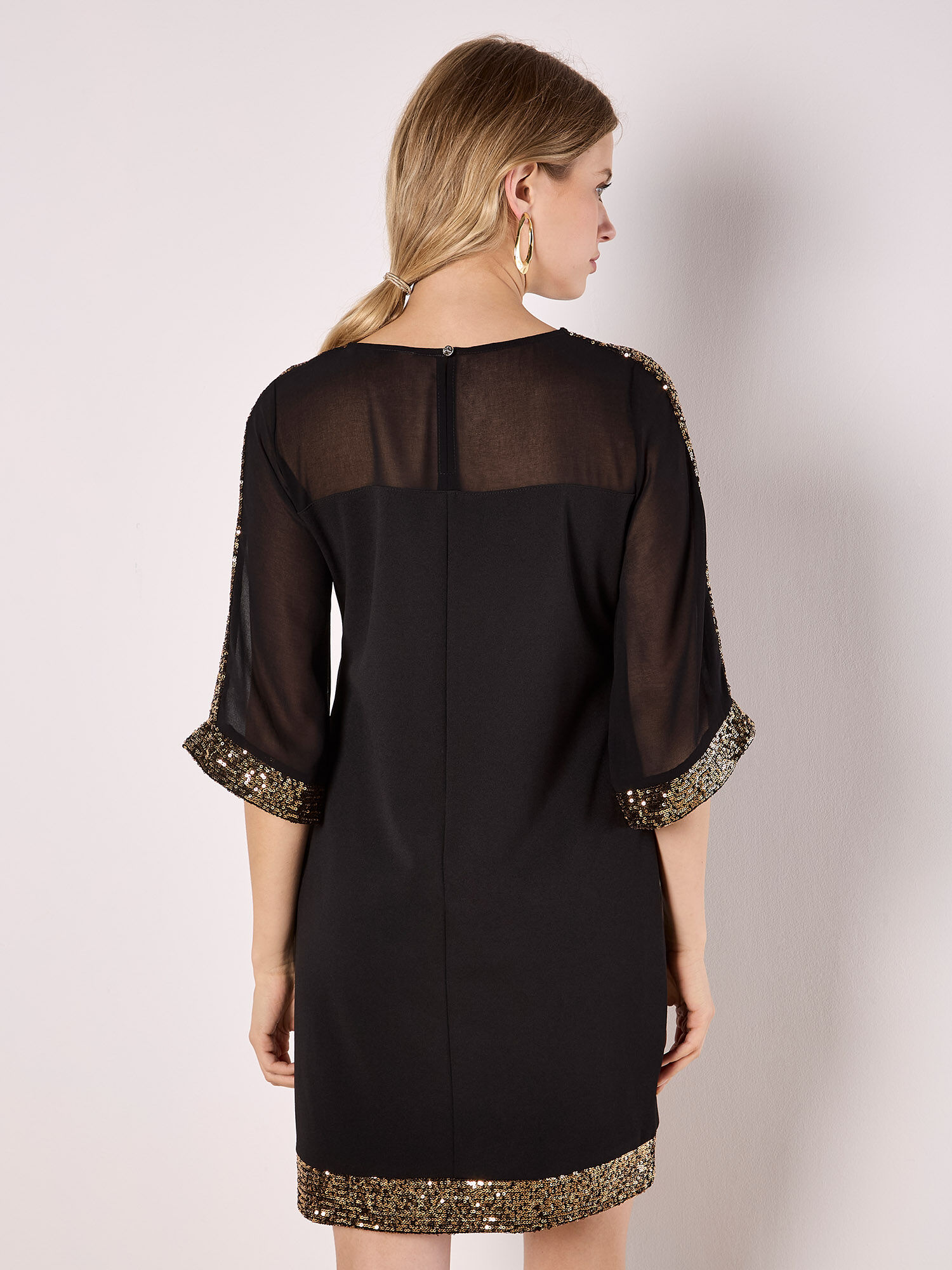 Kimono Sleeve Sequin Dress Apricot Clothing