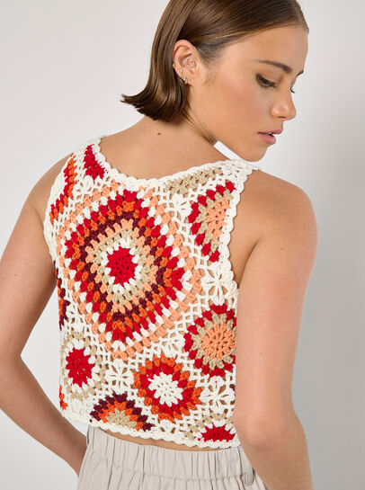 Diamond Crochet Crop Vest Top