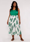 Curve Palm Print Skirt, White, large