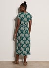 Fan Print Midaxi Dress, Green, large