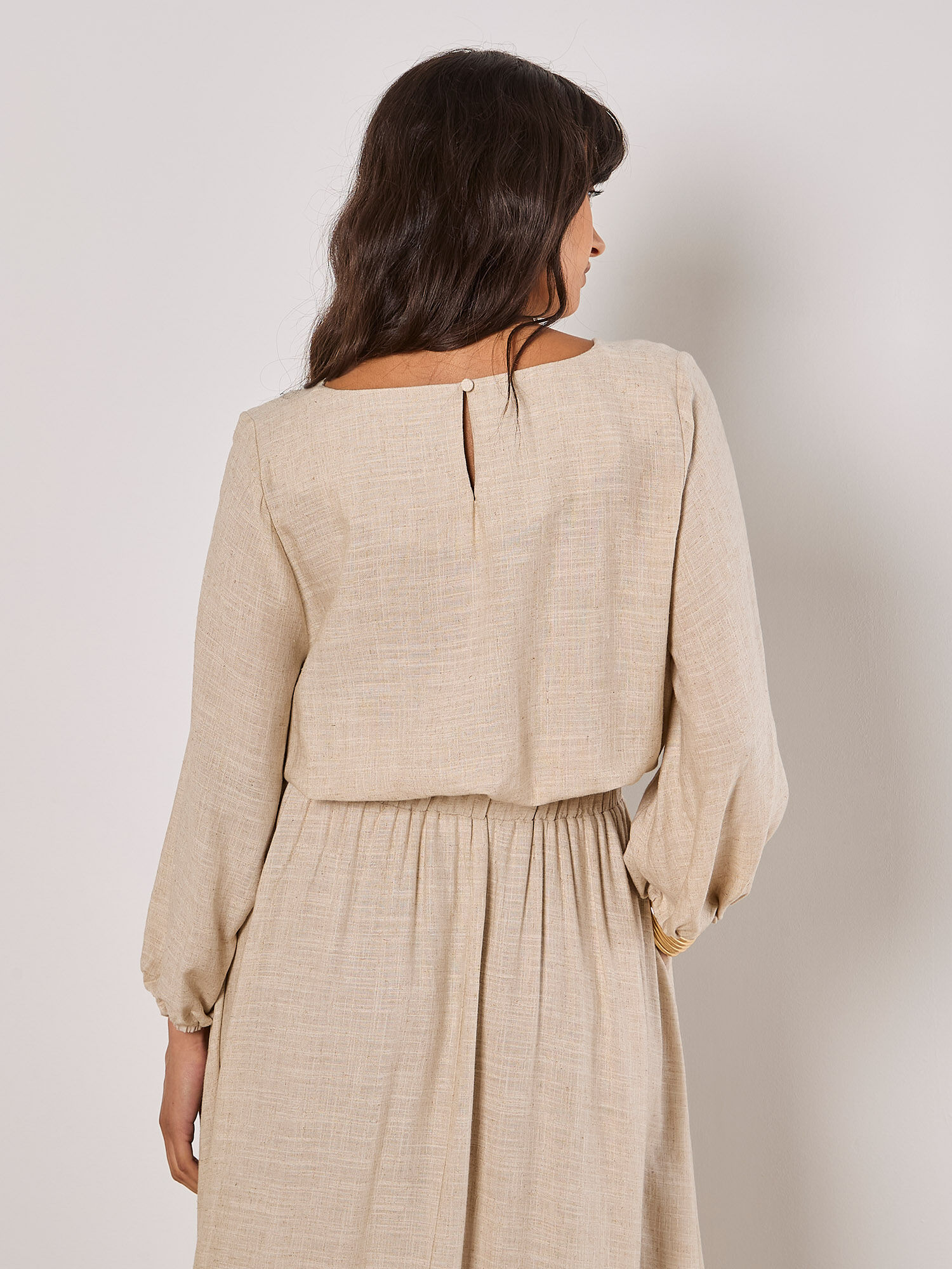 Linen Blend Bubble Hem Crop Top | Apricot Clothing