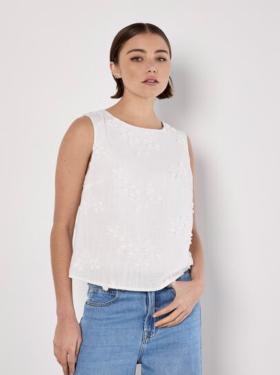 Floral Embroidered Shell Top