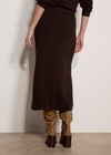 Fine Knit Cable Midi Skirt, Brown, large