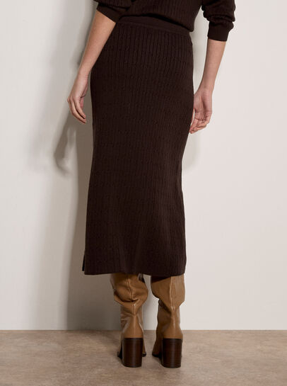 Fine Knit Cable Midi Skirt