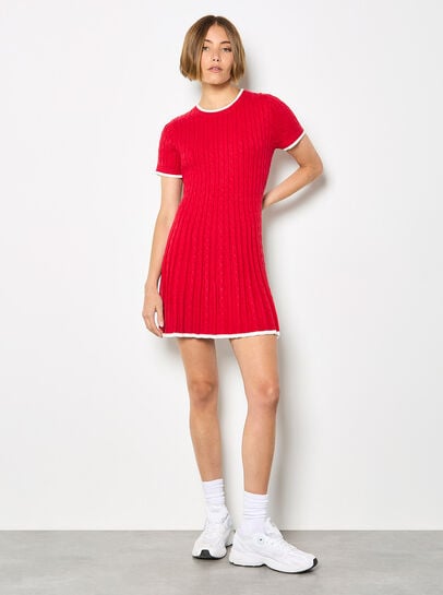 Cable Knit Skater Mini Dress