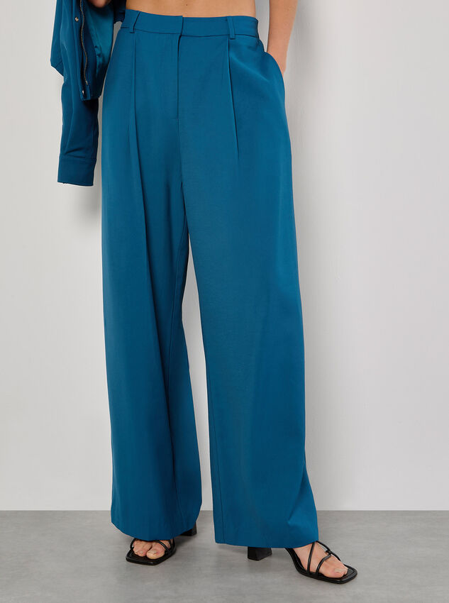 Soft Tailored Wide Leg Trousers, Teal, large
