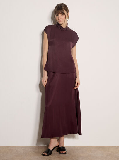 Soft Satin Mock Neck Top