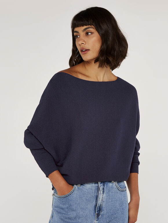 Boat Neck Ribbed Jumper | Apricot Clothing