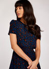 Shirred Waist Dress, Navy, large