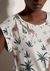 Giraffe Tropical Woven T-Shirt, Green, large