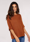 Rib Batwing Top, Rust, large