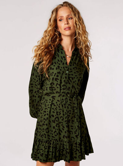 Leopard Print Shirt Mini Dress