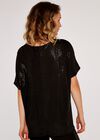 Mini Sequin Batwing Top, Black, large