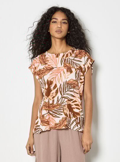 Tropical Leaf Woven T-Shirt