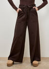 Paper Bag Waist Wide Leg Trousers, Brown, large