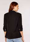 Open Rushed Sleeve Blazer, Black, large