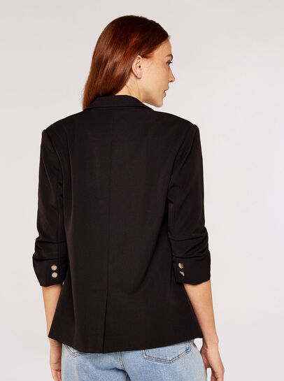 Open Rushed Sleeve Blazer