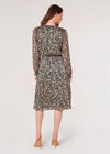 Floral Satin Sparkle Midi Dress, Green, large