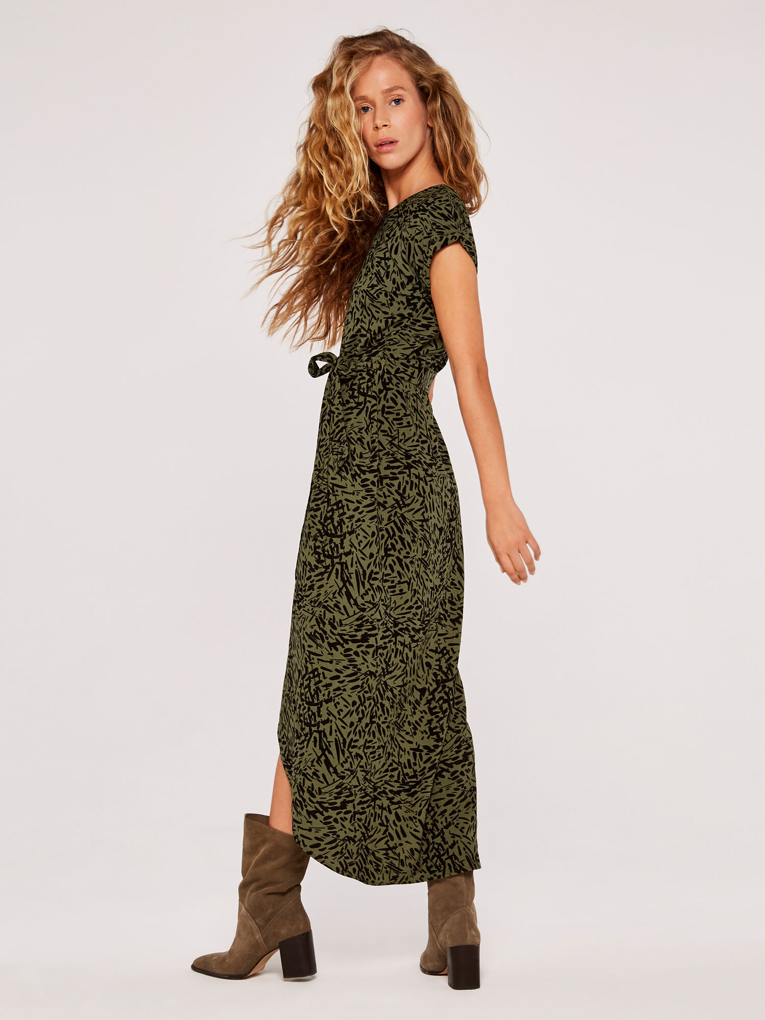 Warehouse animal print outlet midi wrap dress