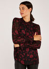 Silhouette Branches Chiffon Top, Black, large