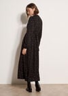 Floral Print Midi Tea Dress, Black, large