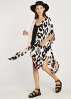 Colour Block Cow Print Cover Up, Brown, large