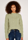 Cable Knit Jumper, Green, large
