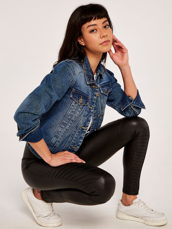Faux Leather Leggings, Black, large