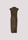 Sparkle Ruched Bodycon Midi Dress, Yellow, large