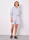 Striped Linen Shirt, Navy, large