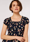 Vintage Rose Midi Dress, Navy, large