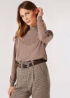 Pointelle Shell Fine Knit Jumper, Brown, large