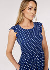Polkadot Smocked Midi Dress, Blue, large