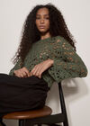 Boho Floral Cotton Crochet Top, Khaki, large