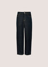 Aiko Dark Wash Barrel Jeans, Blue, large