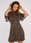 Dot High Neck Dress, Black, large