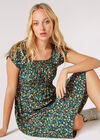 Robe Midi Garden Floral Milkmaid, Vert, grand