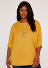 Curve Waffle Knit Top, Mustard, large