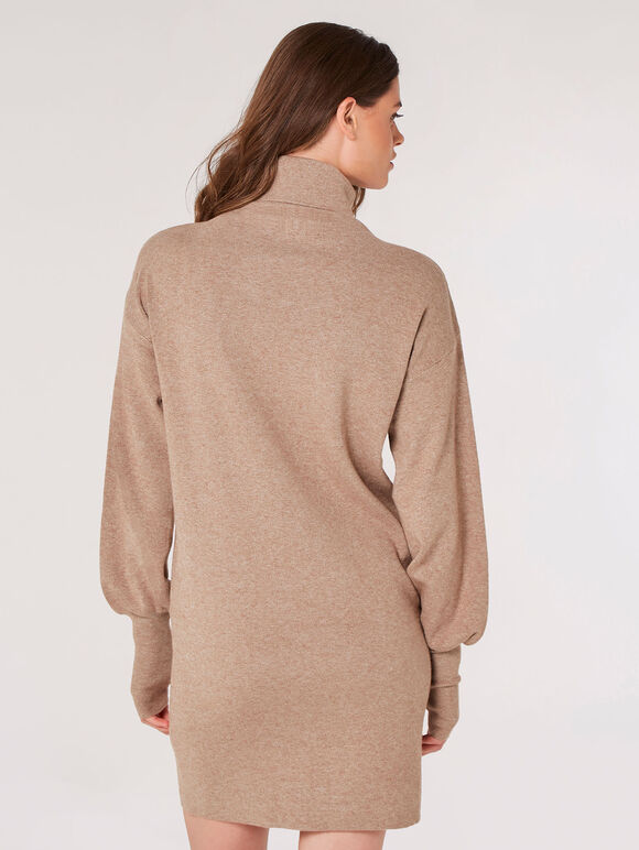 Soft Knit Jumper Mini Dress, Cream, large