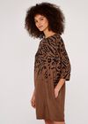 Leopard & Zebra Cocoon Dress, Rust, large