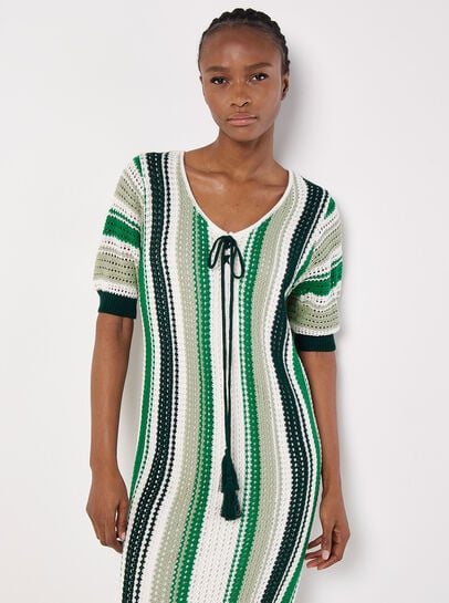 Crochet Stripe Midi Dress
