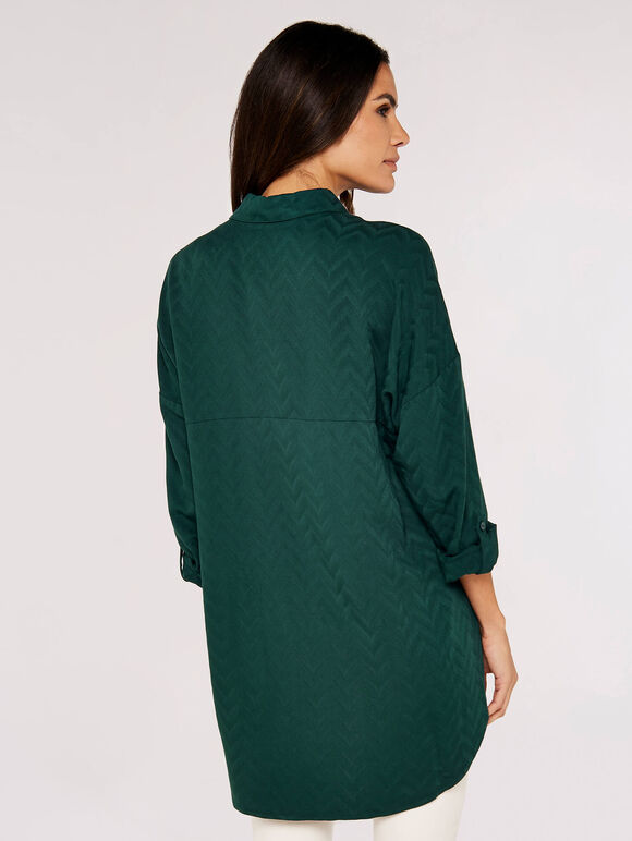 Chevron Jacquard Shirt, Green, large
