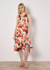 Graphic Floral Wrap Midi Dress, Khaki, large