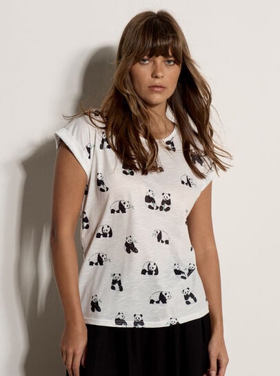Panda Graphic Woven T-Shirt