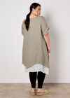 Slub Shimmer Tunic Mini Dress, Brown, large