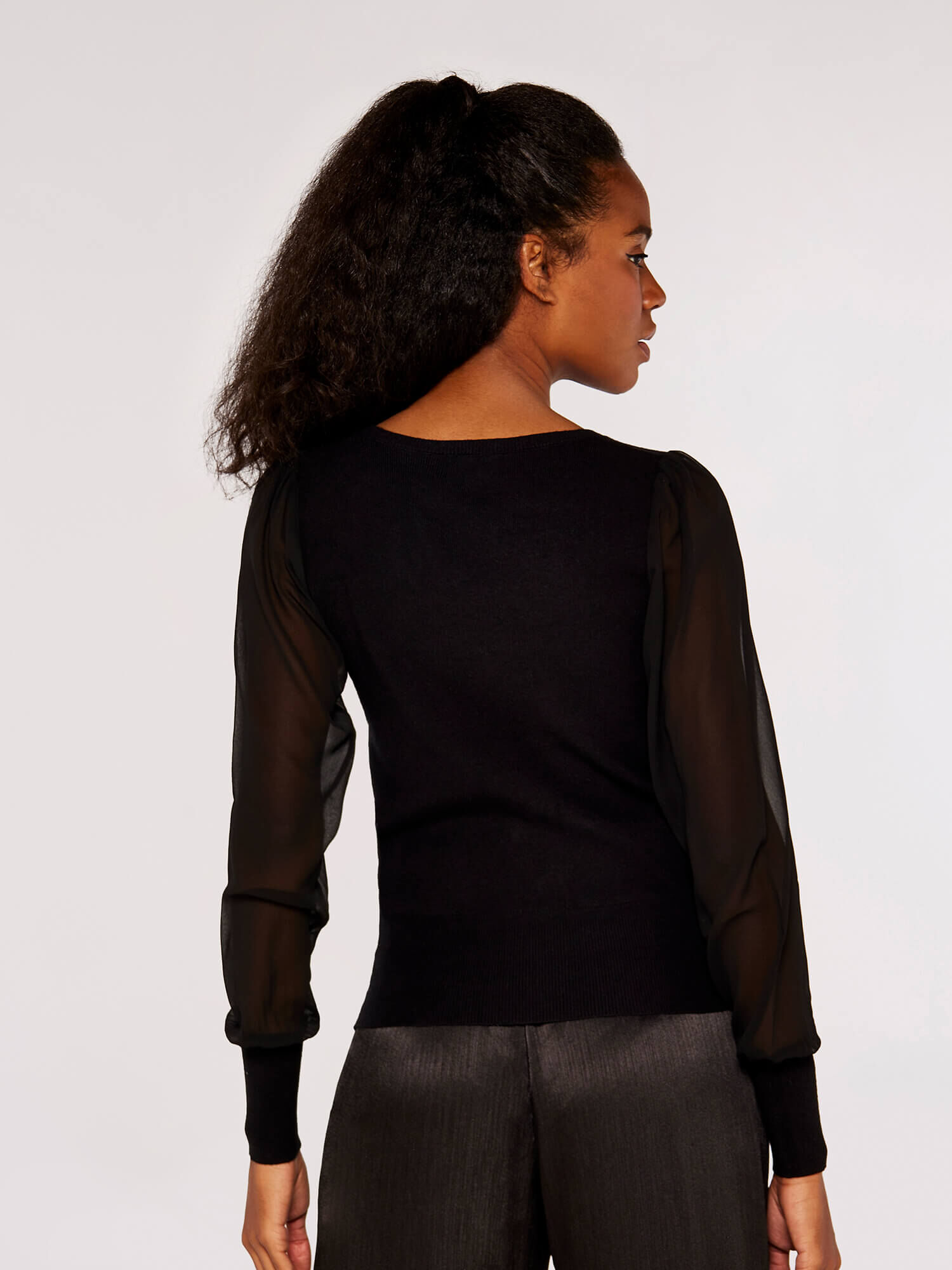 Jumper with sheer sleeves top