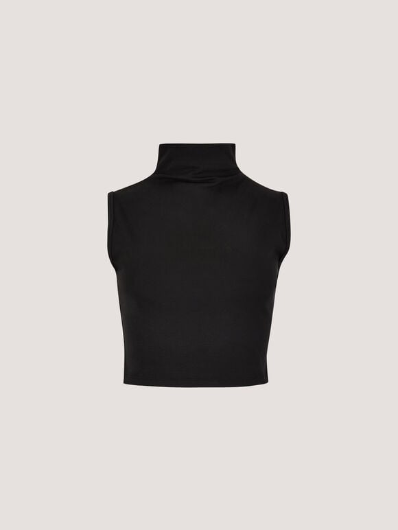 Jersey Crop Tank Top, Black, large