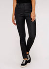 Sienna Coated Skinny Jeans, Black, large