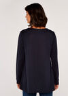 Button Long Sleeve Top, Navy, large