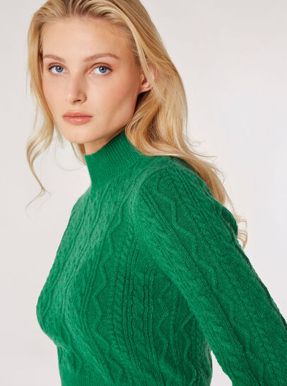 Cropped Cable Knit Aran Jumper